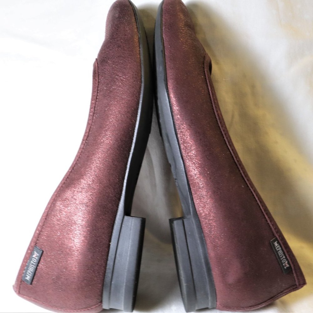 MEPHISTO BURGUNDY LEATHER BALLET FLATS SIZE 7.5